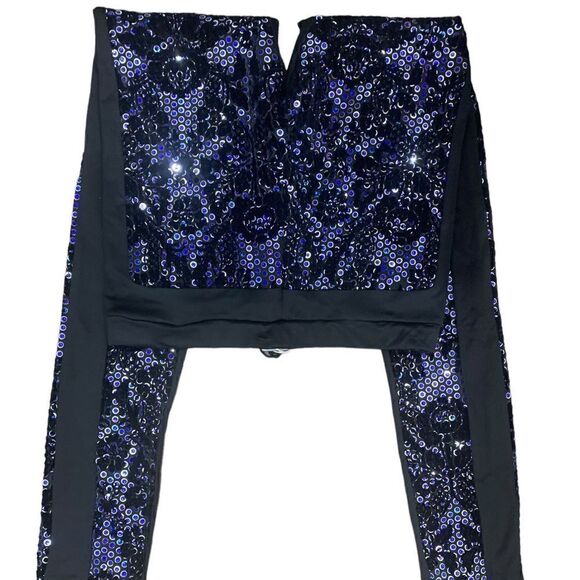 Just Cavalli Sequin Flower Embroidered Leggings, Small, NWT - Picture 5 of 6